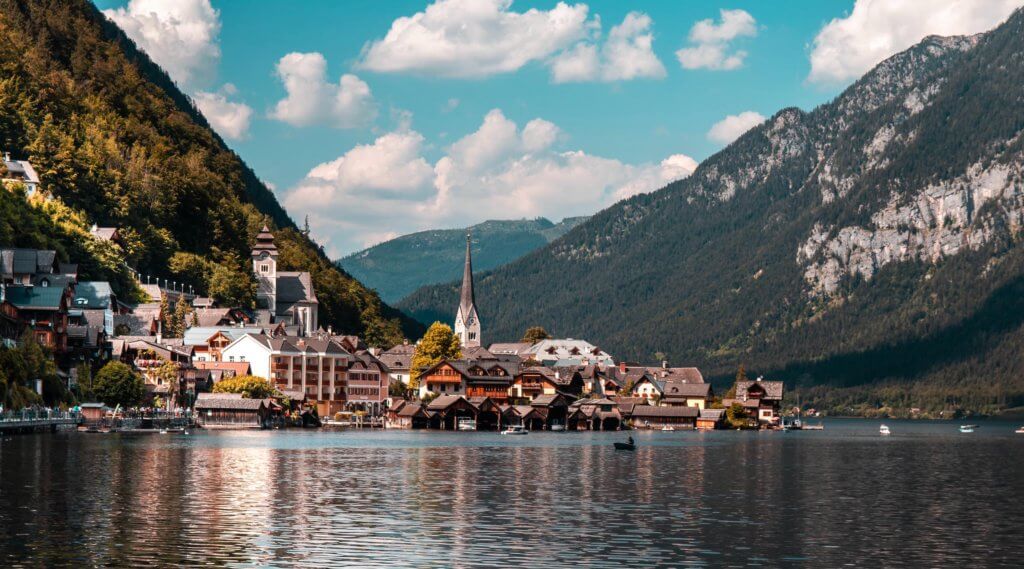 Beautiful Lake view of Hallstatt town in Austria