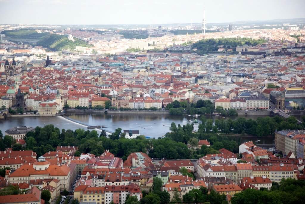 aerial view of prague city