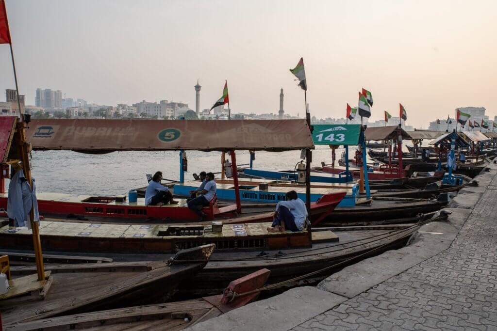 Traditional Abra boats lined up by the creek